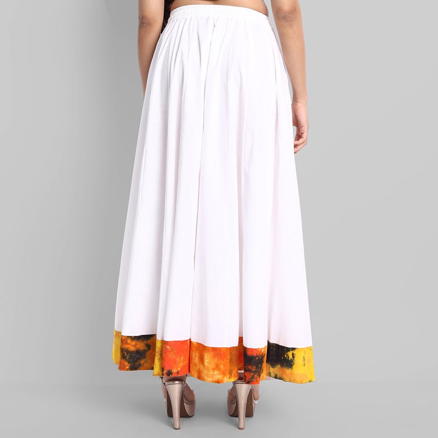 Light Gray White Broad Holi Border Skirt