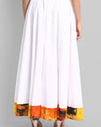 Light Gray White Broad Holi Border Skirt