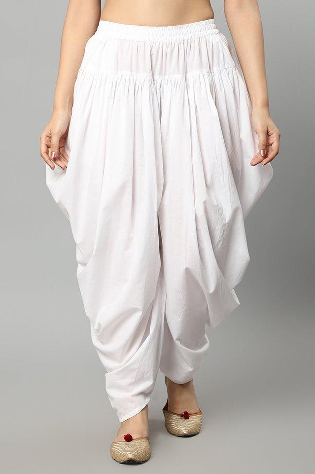 White Smoke White Cotton Dhoti Pants