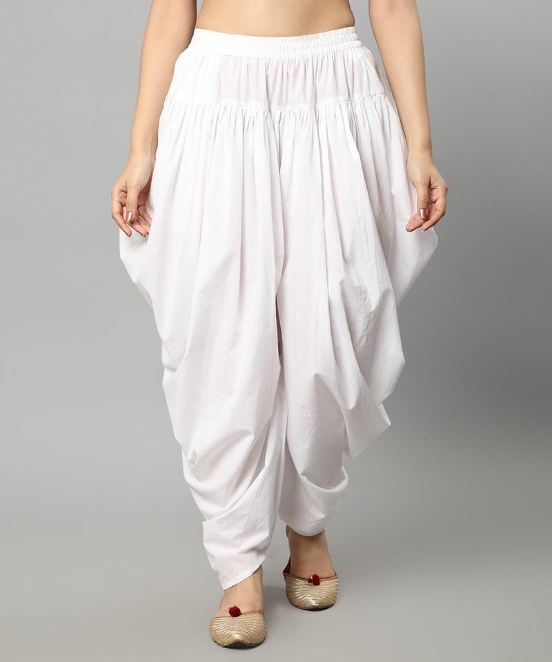 White Smoke White Cotton Dhoti Pants