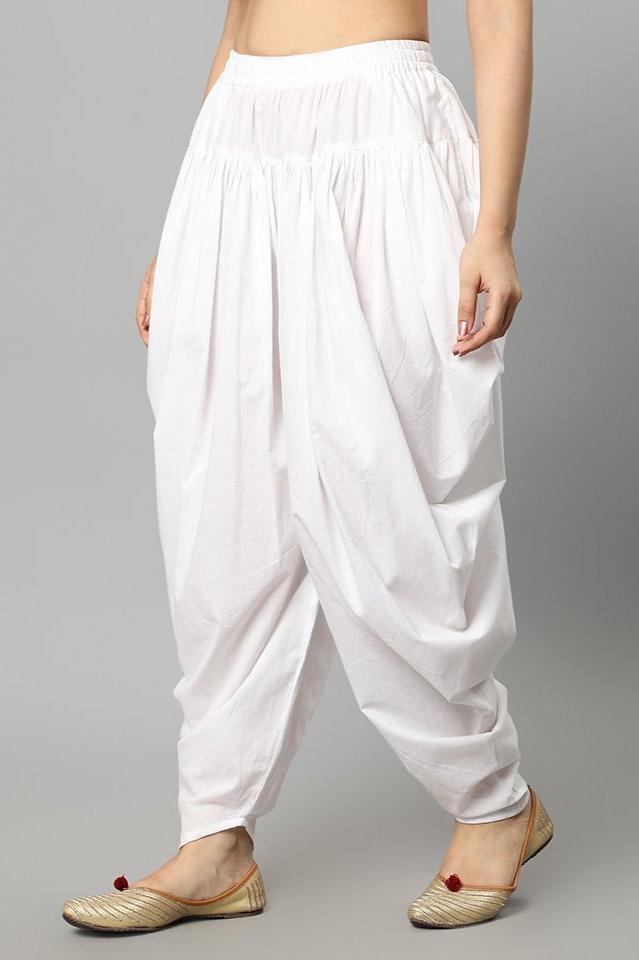 White Smoke White Cotton Dhoti Pants