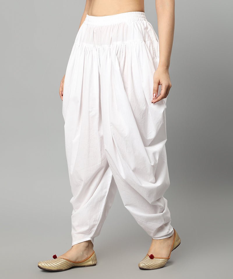 White Smoke White Cotton Dhoti Pants