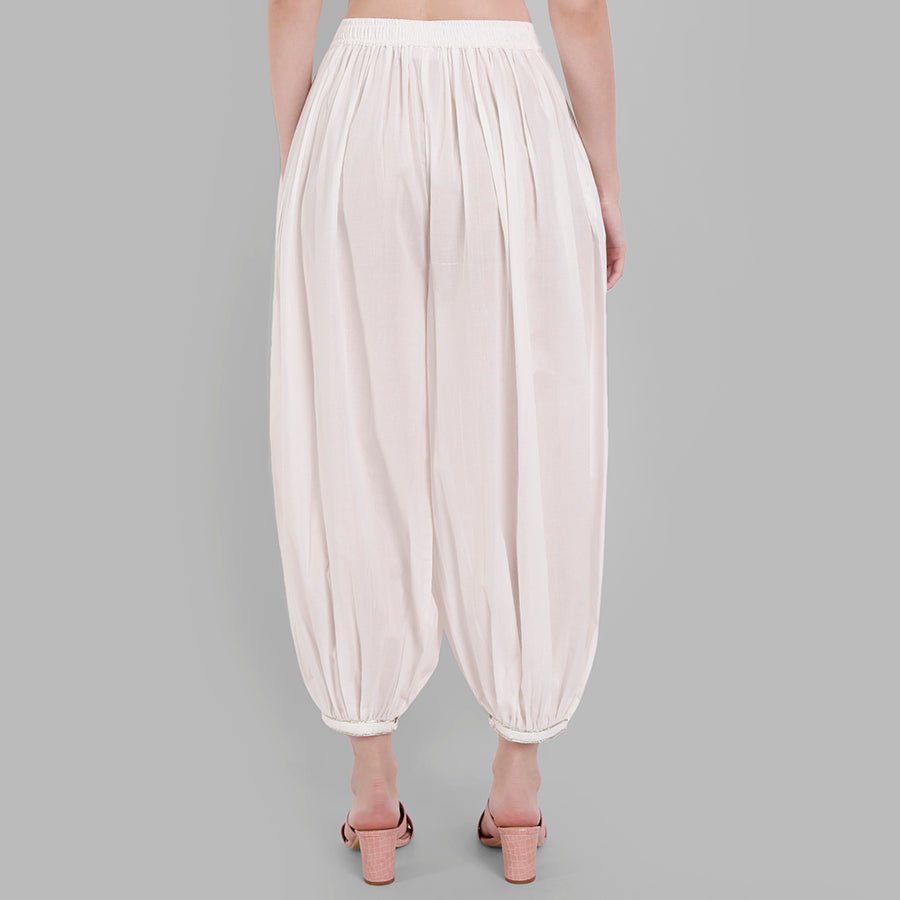 White Cotton Harem Pants