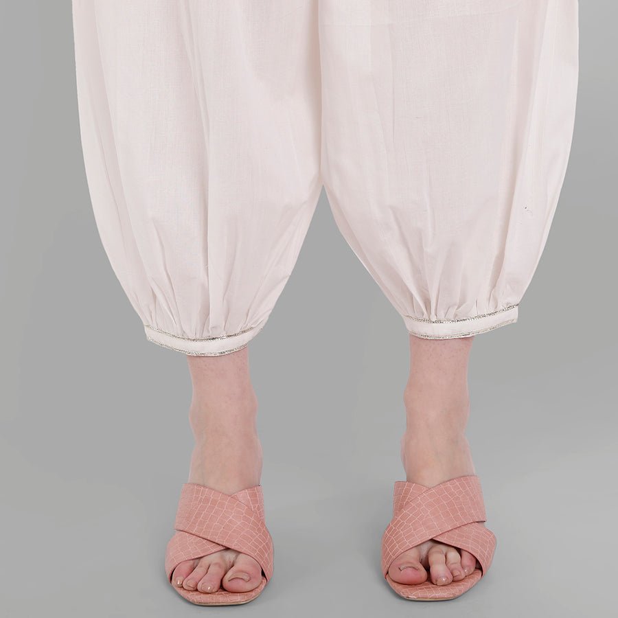 Gray White Cotton Harem Pants