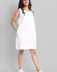 Light Gray White Mul Cotton Short Dress