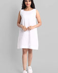 Light Gray White Mul Cotton Short Dress