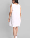 Light Gray White Mul Cotton Short Dress