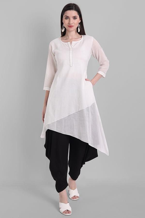 Gray White Naira Kurta Pants Set