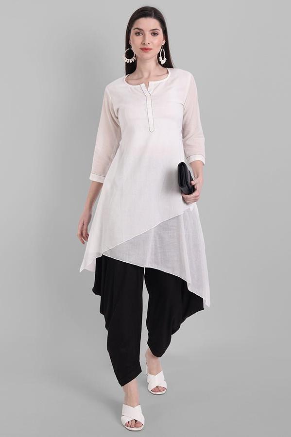 Gray White Naira Kurta Pants Set