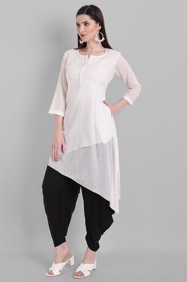 Gray White Naira Kurta Pants Set