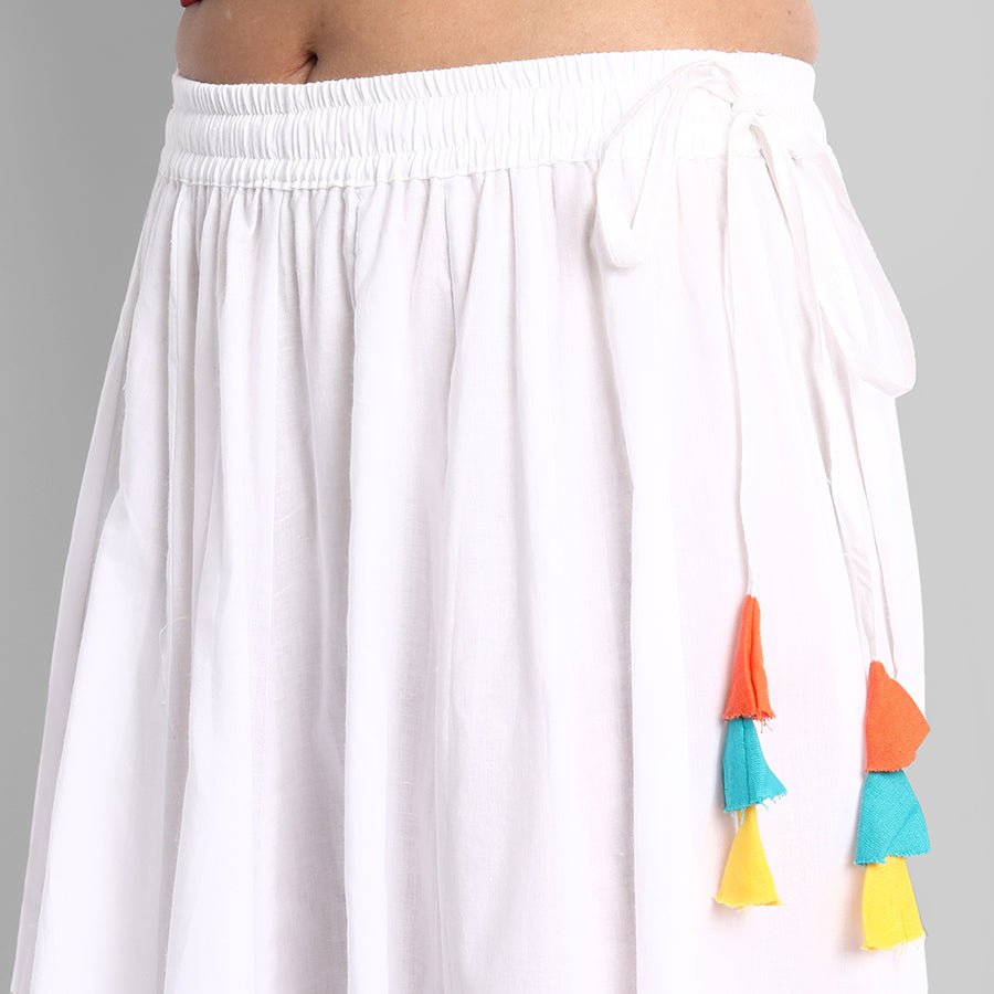 Lavender White Narrow Holi Border Skirt