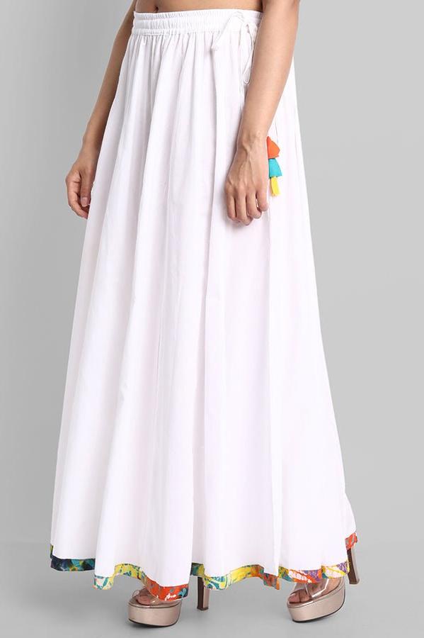 Light Gray White Narrow Holi Border Skirt