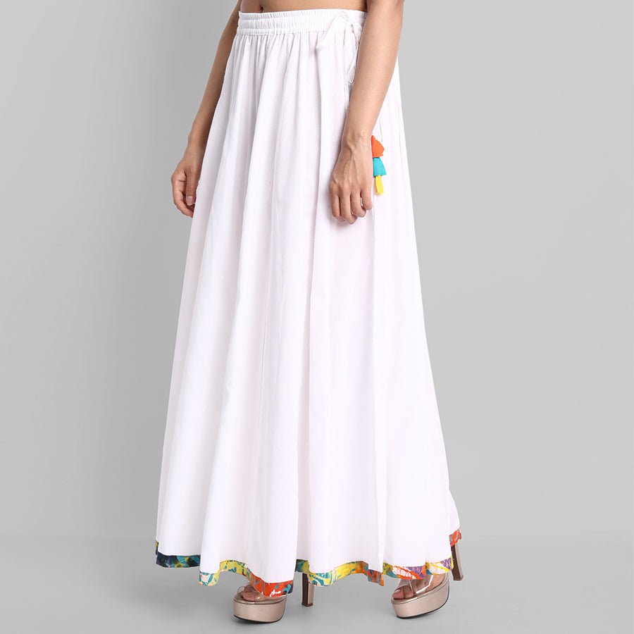 Light Gray White Narrow Holi Border Skirt