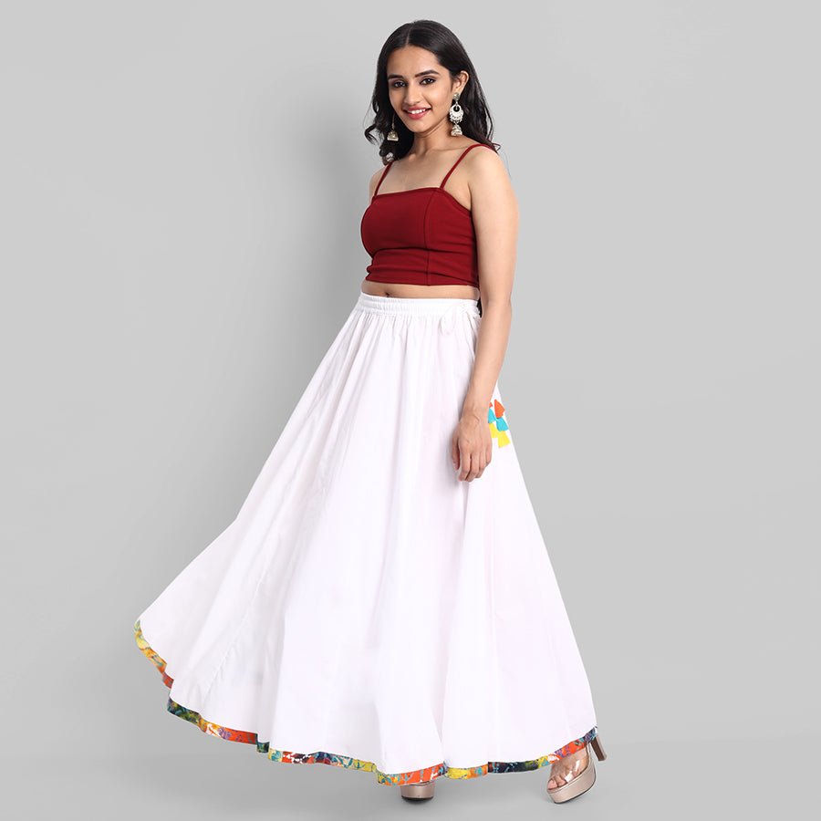 Light Gray White Narrow Holi Border Skirt