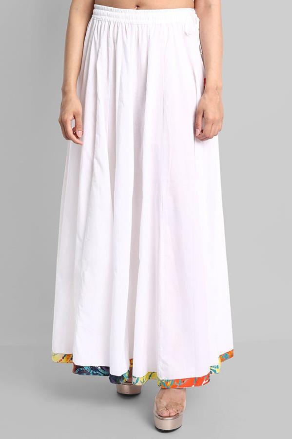 Light Gray White Narrow Holi Border Skirt