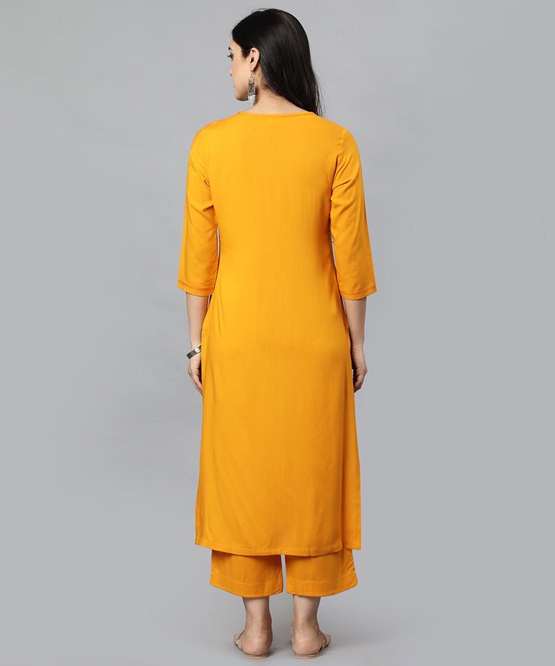 Goldenrod Yellow Angoori Kurta Pants Set