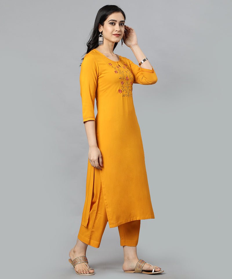 Goldenrod Yellow Angoori Kurta Pants Set