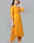 Goldenrod Yellow Angoori Kurta Pants Set