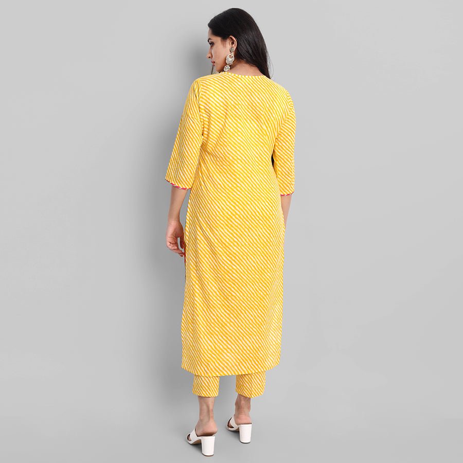 Gray Yellow Rakhiphool Leheriya Kurta