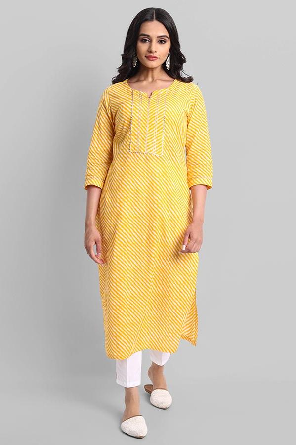 Gray Yellow Samara Leheriya Kurta