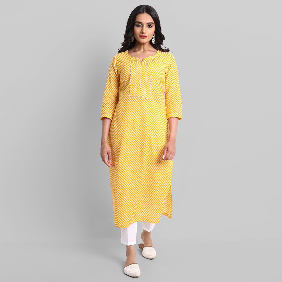 Gray Yellow Samara Leheriya Kurta