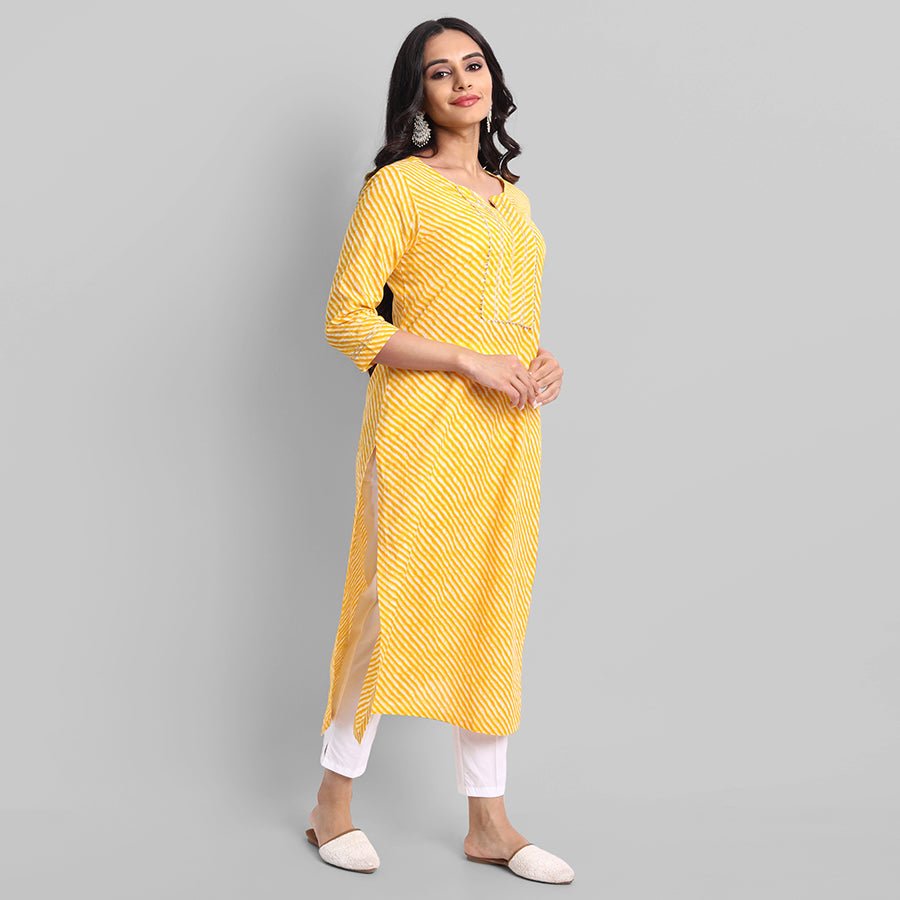 Gray Yellow Samara Leheriya Kurta